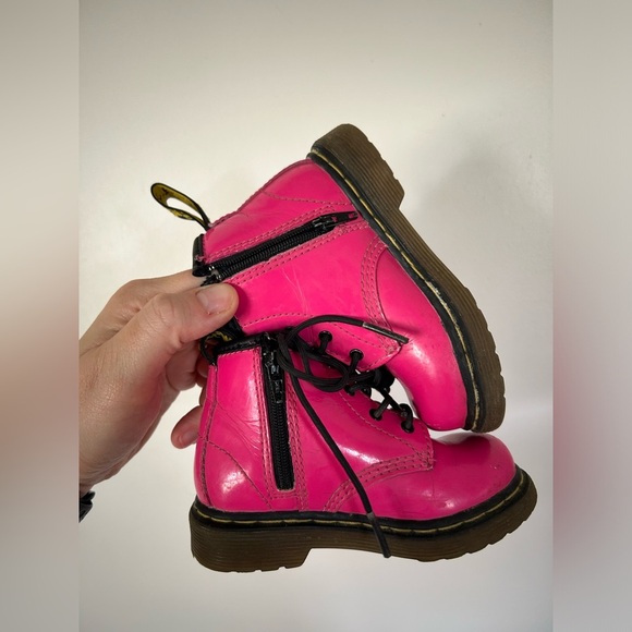 Dr Martens Brooklee B TODDLER Boots Patent Hot Pink Side Zip size 6 - Picture 5 of 9